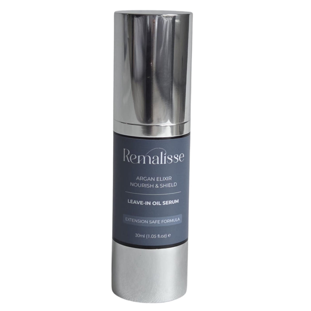 Remalisse Argan Elixir Oil Serum - lightweight argan oil treatment for dry hair extensions.