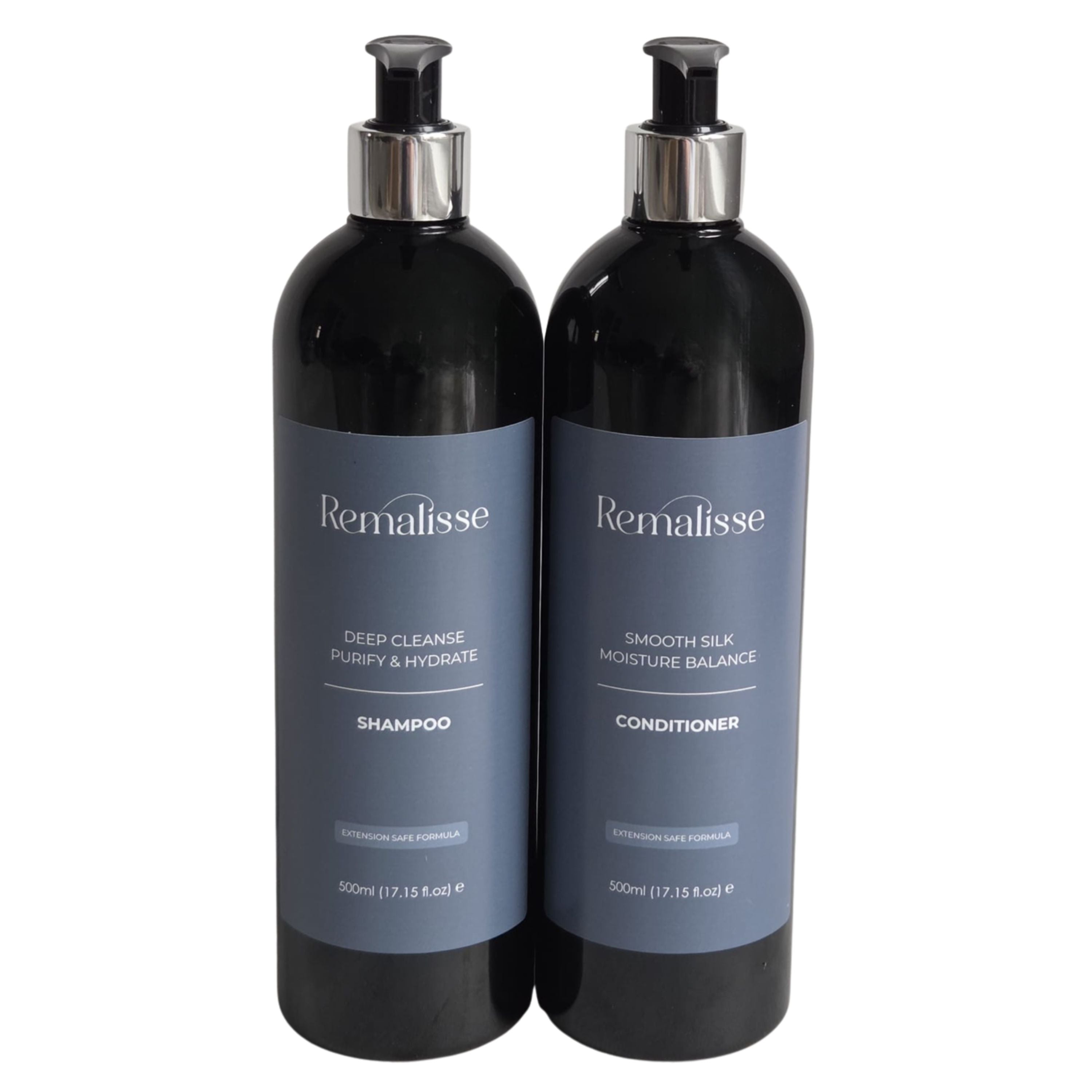Remalisse Deep Cleanse Shampoo and Smooth Silk Conditioner Duo - luxury hair extension safe wash and care system