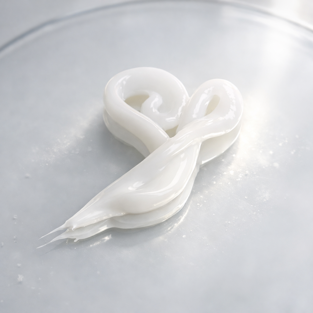 Smooth Silk Moisture Balance Conditioner cream texture close up.