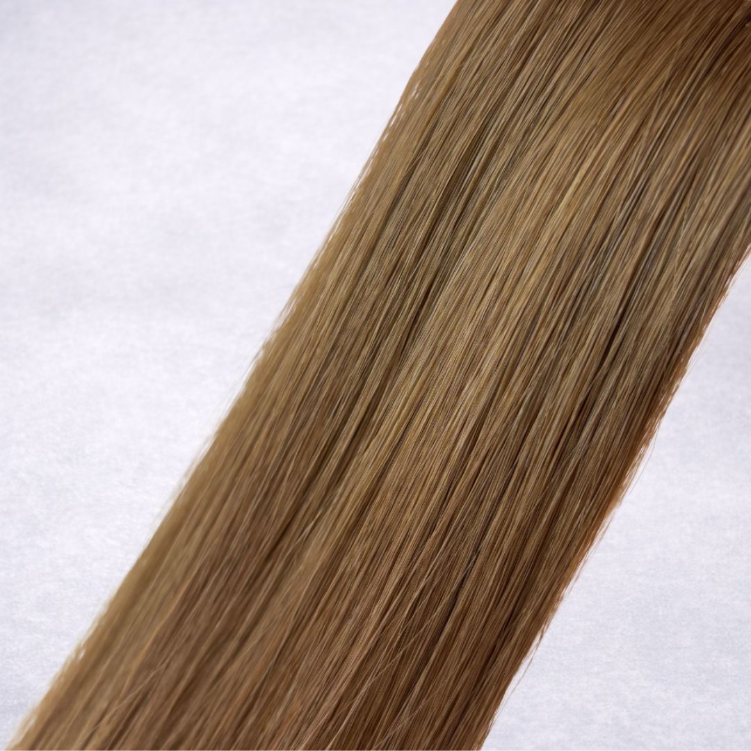 Remalisse Tape-In Hair Extensions- shade Pecan Glow Double drawn Remy human hair. 
