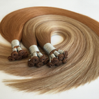 Studio genius weft hair extension bundles styled in a circular layout on a clean white background highlighting smooth, natural texture