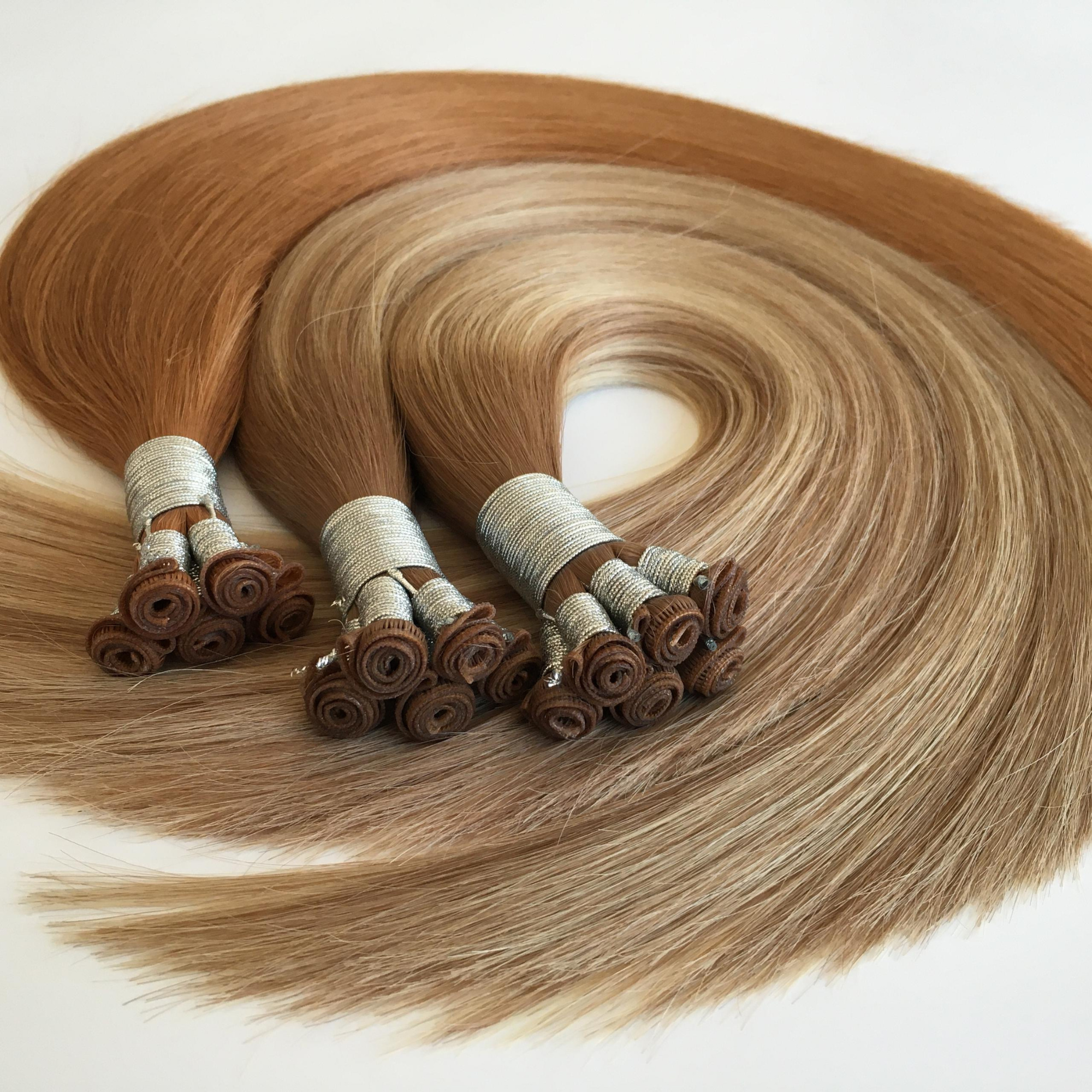 Studio genius weft hair extension bundles styled in a circular layout on a clean white background highlighting smooth, natural texture