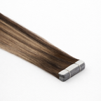 remalisse tape-in hair extensions - seamless adhesive tabs in multi-tonal brunette blend. 