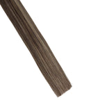 Remalisse Tape-In Hair Extensions - side view of Mid-Lengths and double drawn ends showing full density Remy human hair.